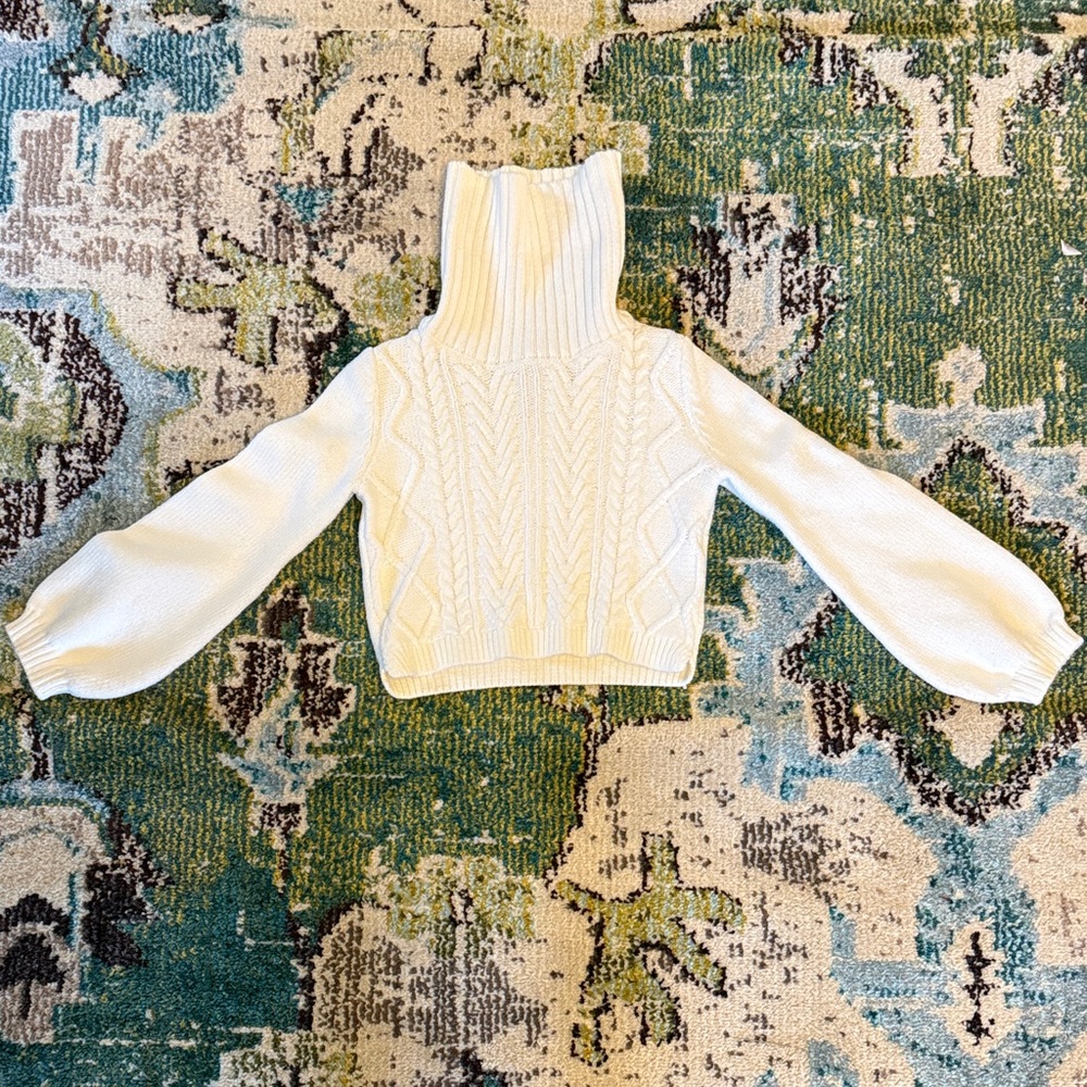 Rachel Zoe Cream Cable Knit Turtleneck Sweater